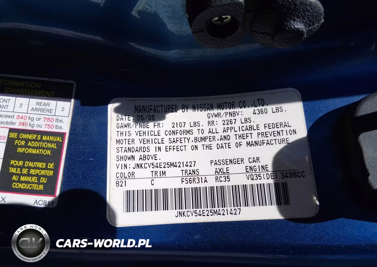 2005 Infiniti G35 VIN:JNKCV54E25M421427 - 9