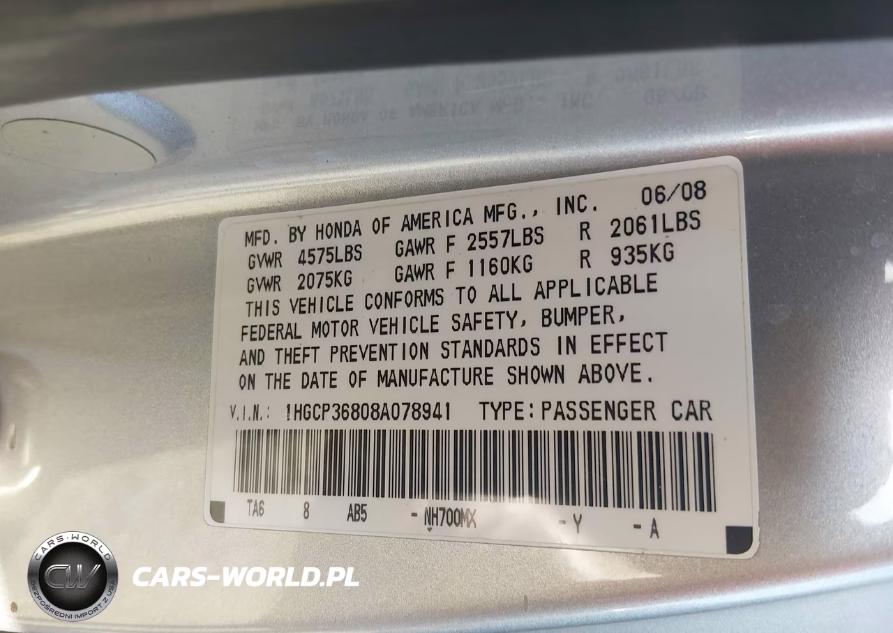 2008 Honda Accord Exl VIN:1HGCP36808A078941 - 9