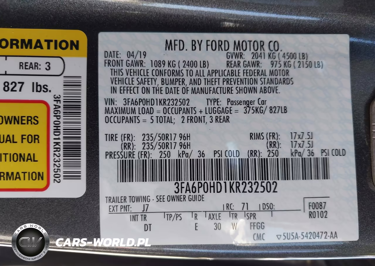 2019 Ford Fusion Se VIN:3FA6P0HD1KR232502 - 9