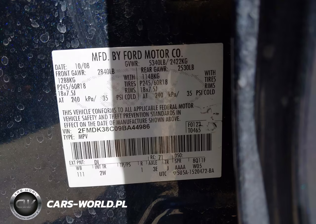 2009 Ford Edge Sel VIN:2FMDK38C09BA44986 - 9