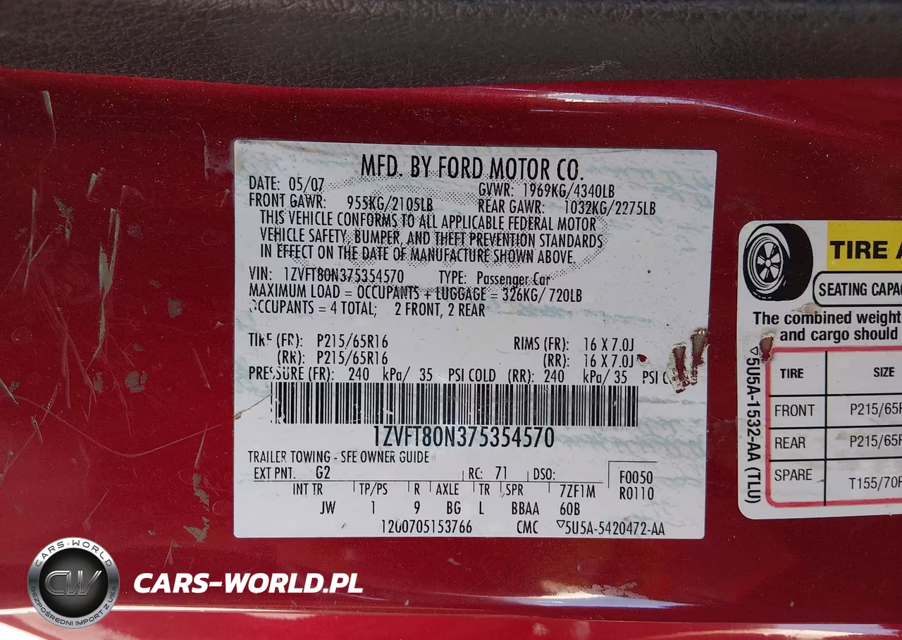 2007 Ford Mustang V6 Deluxe-V6 Premium VIN:1ZVFT80N375354570 - 9