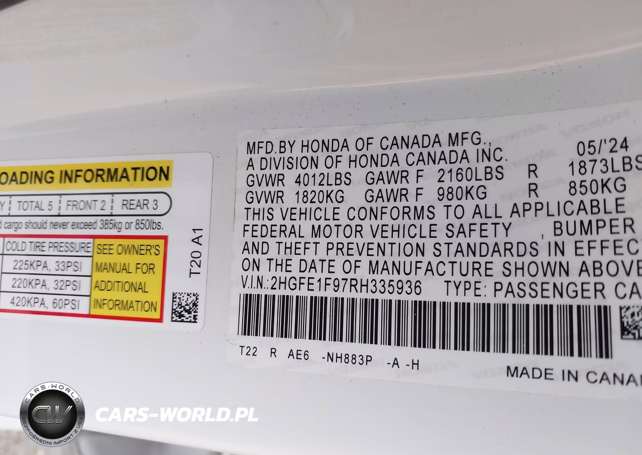 2024 Honda Civic Touring VIN:2HGFE1F97RH335936 - 9