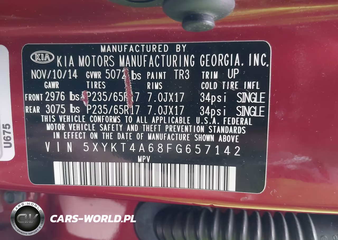 2015 Kia Sorento Lx VIN:5XYKT4A68FG657142 - 9