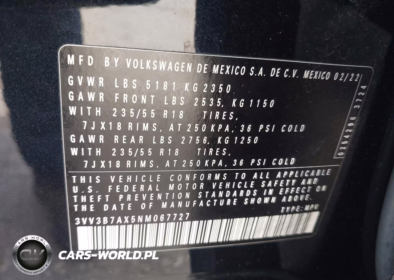 2022 Volkswagen Tiguan 2.0T Se VIN:3VV3B7AX5NM067727 - 9