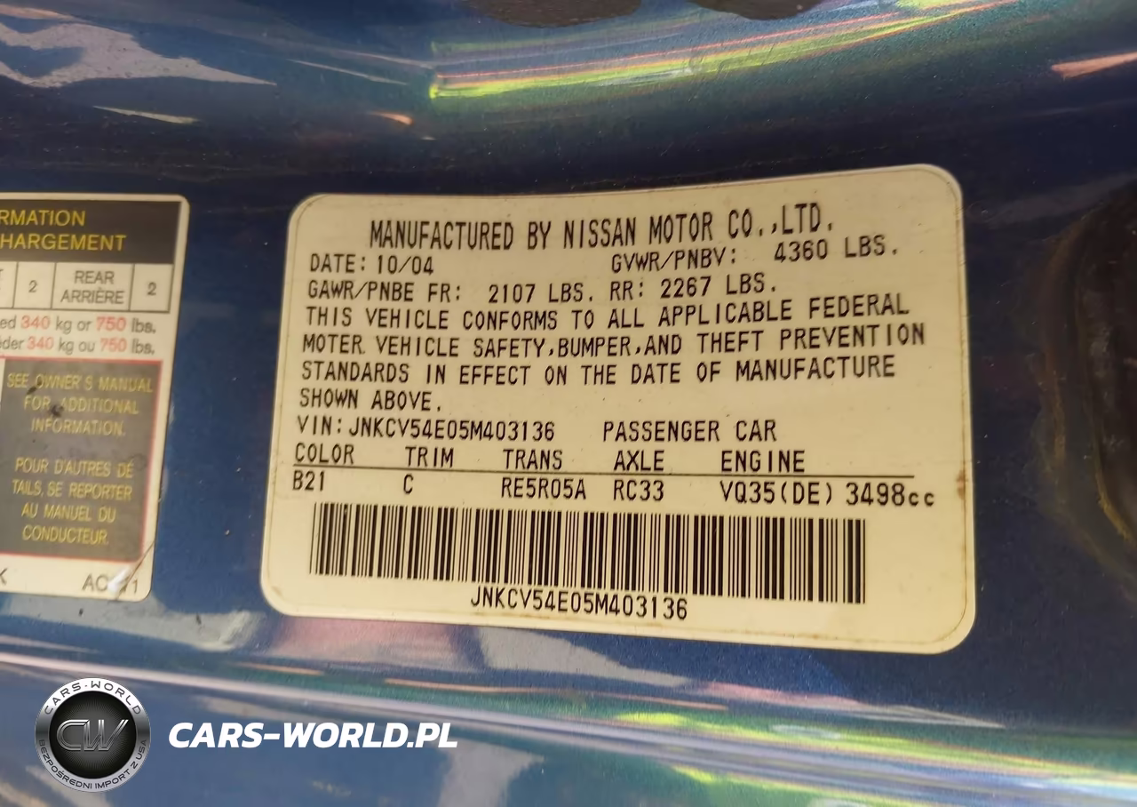 2005 Infiniti G35 VIN:JNKCV54E05M403136 - 9