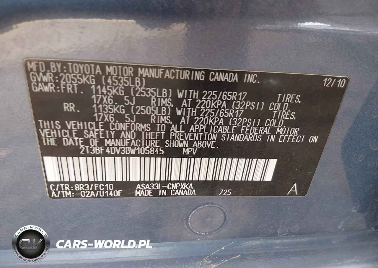 2011 Toyota Rav4 VIN:2T3BF4DV3BW105845 - 9