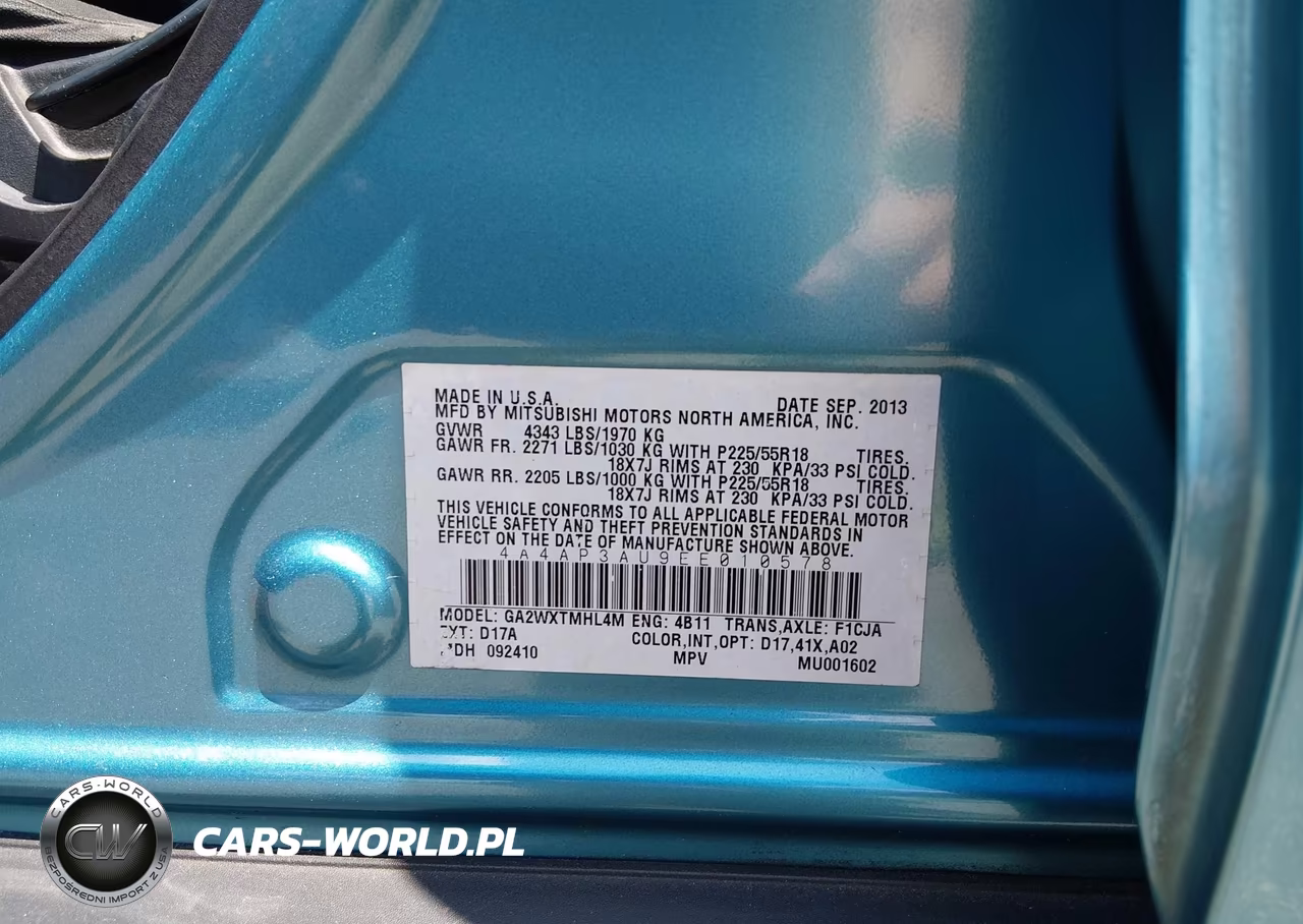 2014 Mitsubishi Outlander Sport Es VIN:4A4AP3AU9EE010578 - 9