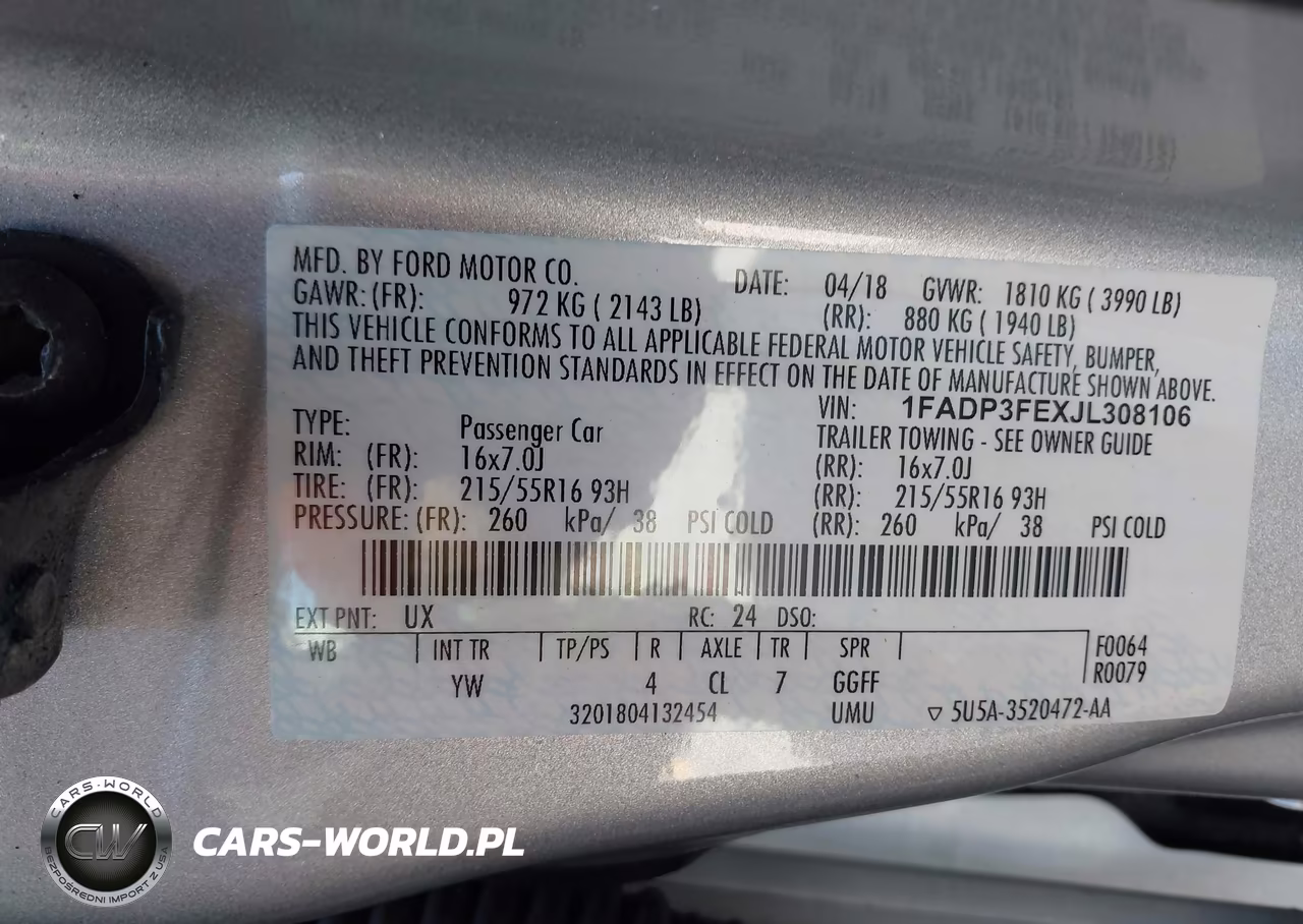 2018 Ford Focus Se VIN:1FADP3FEXJL308106 - 9