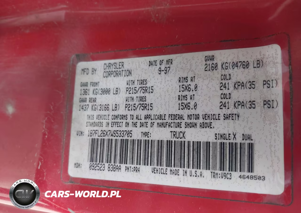 1998 Dodge Dakota Slt-Sport VIN:1B7FL26X7WS533705 - 9