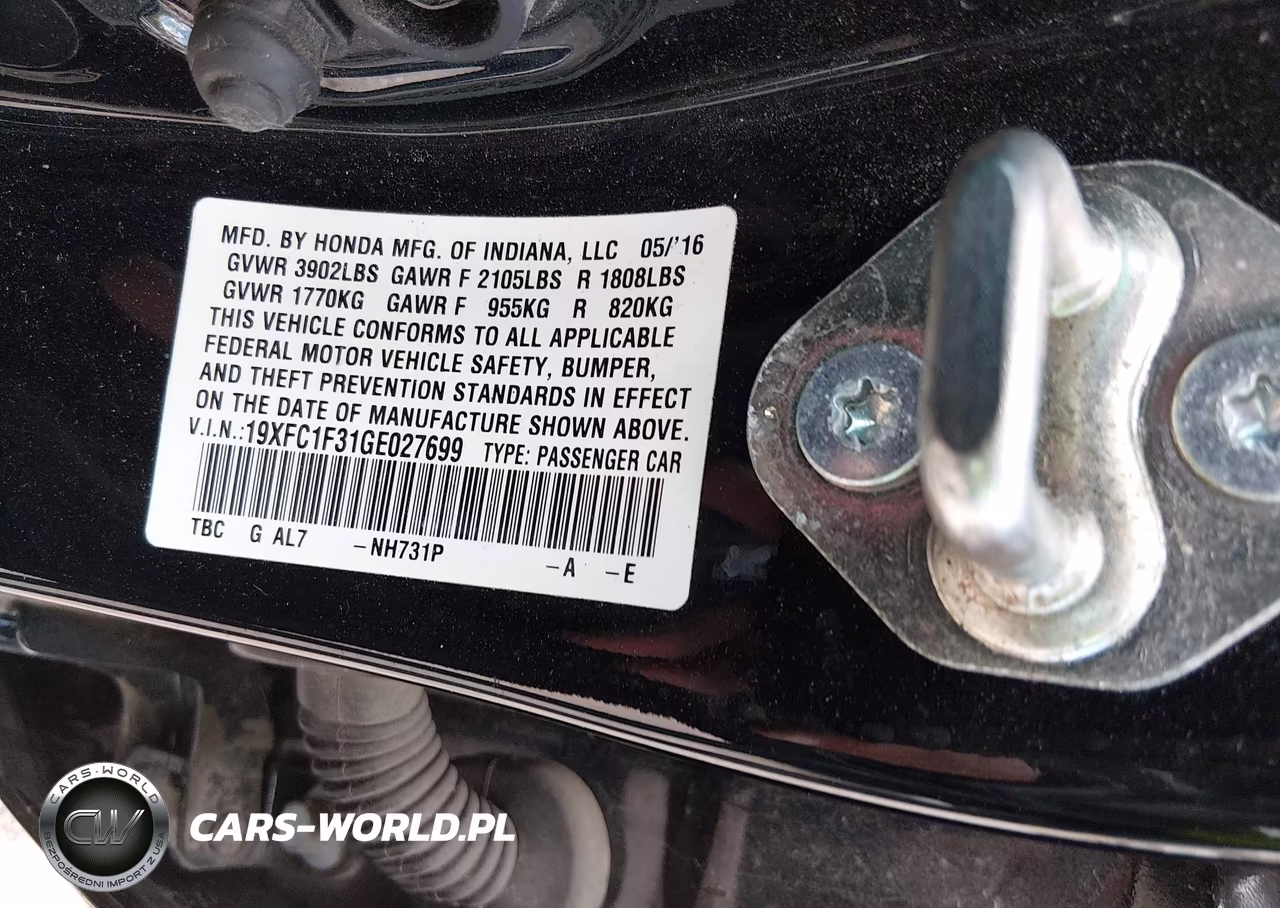 2016 Honda Civic Ex-T VIN:19XFC1F31GE027699 - 9