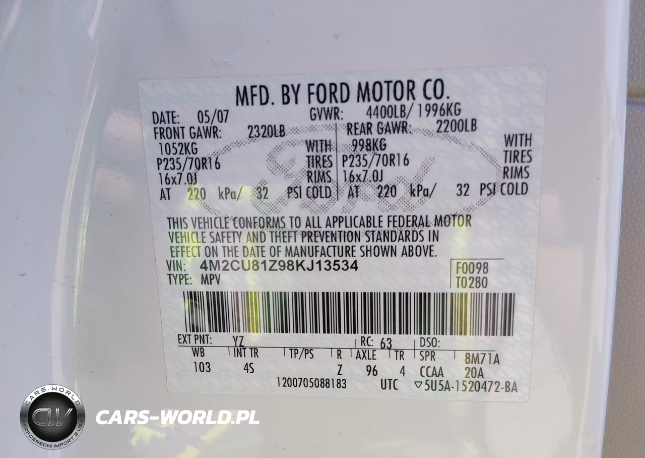 2008 Mercury Mariner I4 VIN:4M2CU81Z98KJ13534 - 9
