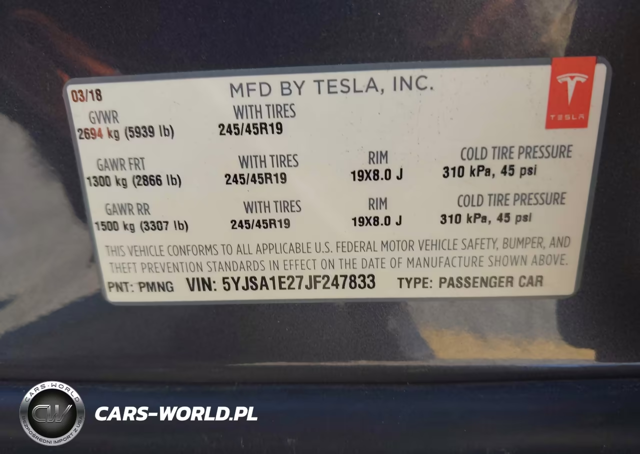 2018 Tesla Model S 100D-75D-P100D VIN:5YJSA1E27JF247833 - 9