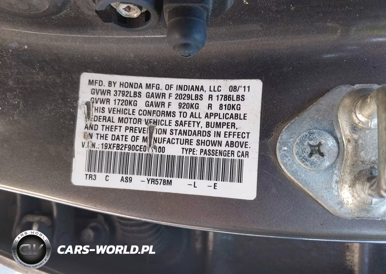2012 Honda Civic Exl VIN:19XFB2F90CE011100 - 9
