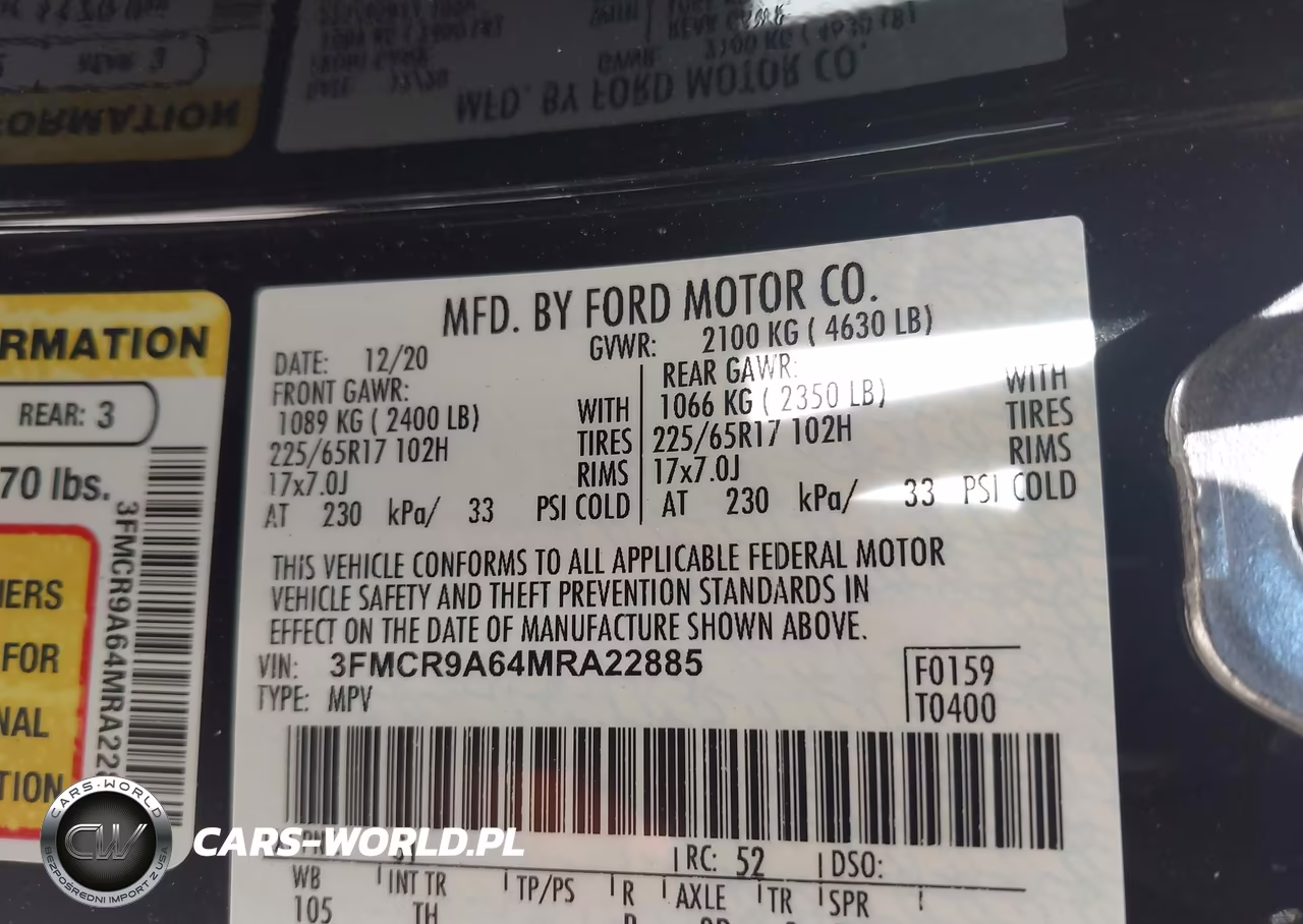 2021 Ford Bronco Sport VIN:3FMCR9A64MRA22885 - 9