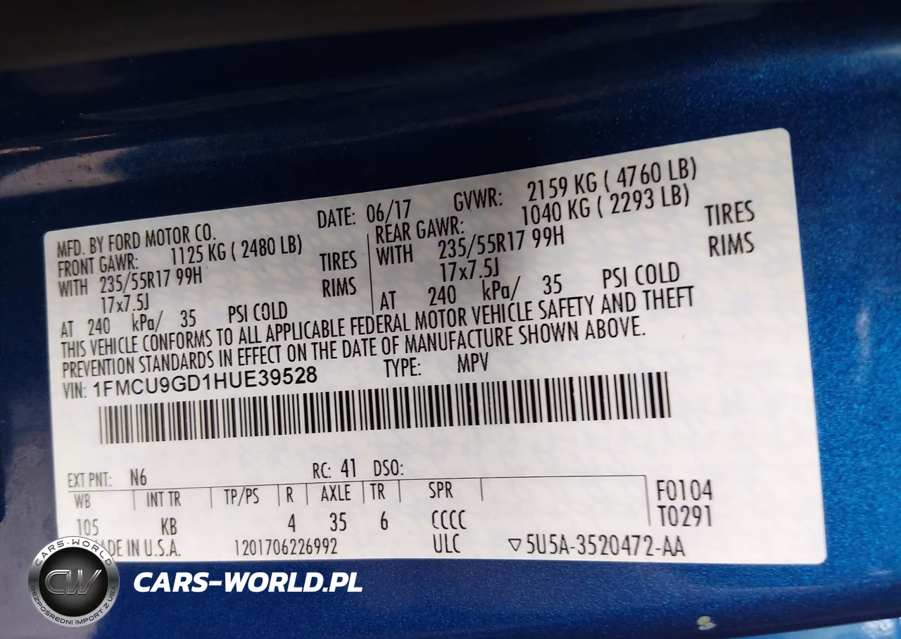 2017 Ford Escape Se VIN:1FMCU9GD1HUE39528 - 9