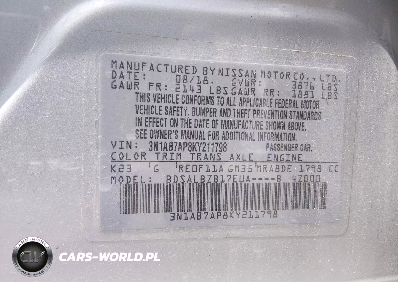 2019 Nissan Sentra S VIN:3N1AB7AP8KY211798 - 9