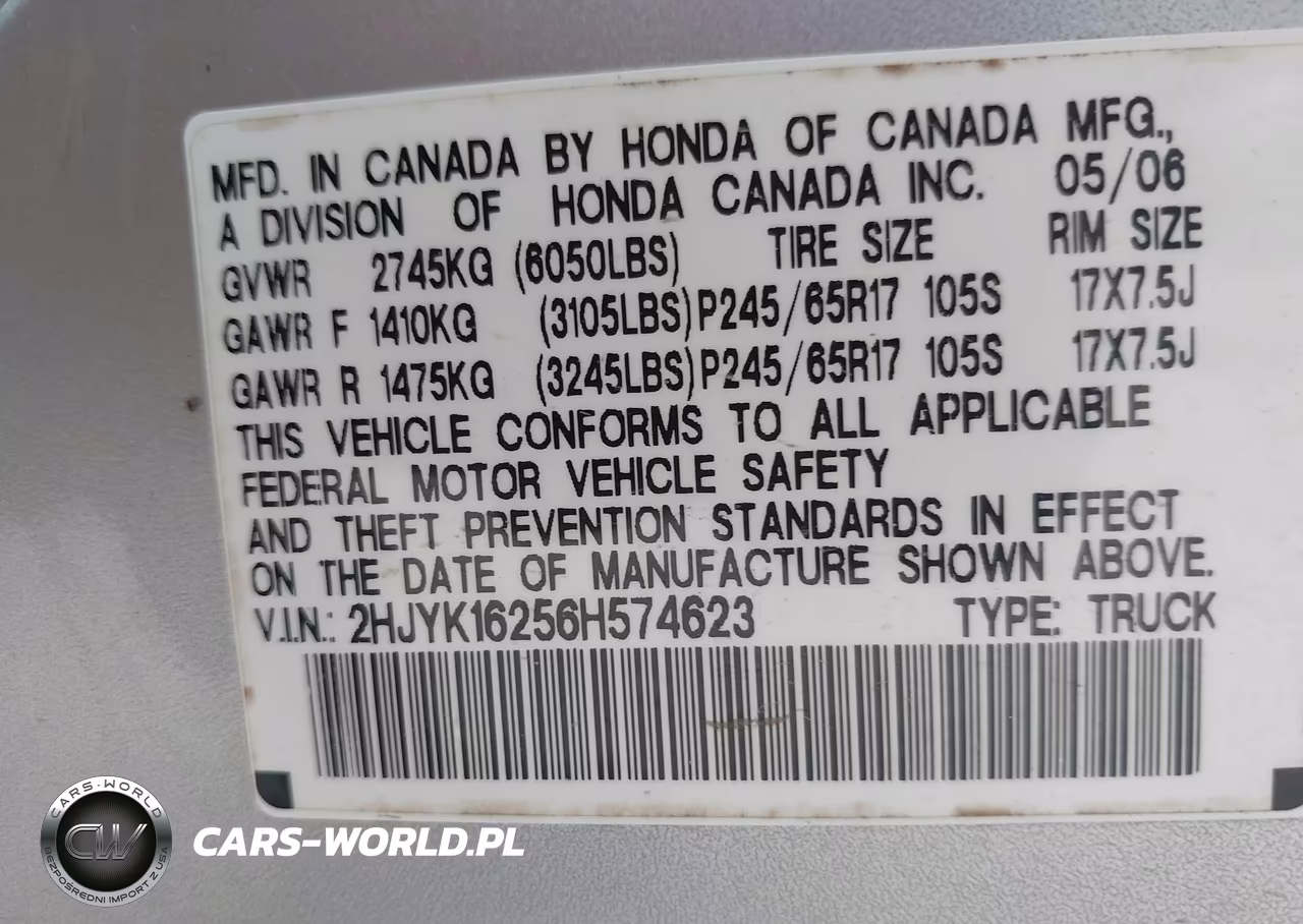 2006 Honda Ridgeline Rt VIN:2HJYK16256H574623 - 9