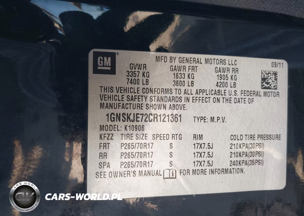 2012 Chevrolet Suburban 1500 Lt VIN:1GNSKJE72CR121361 - 9