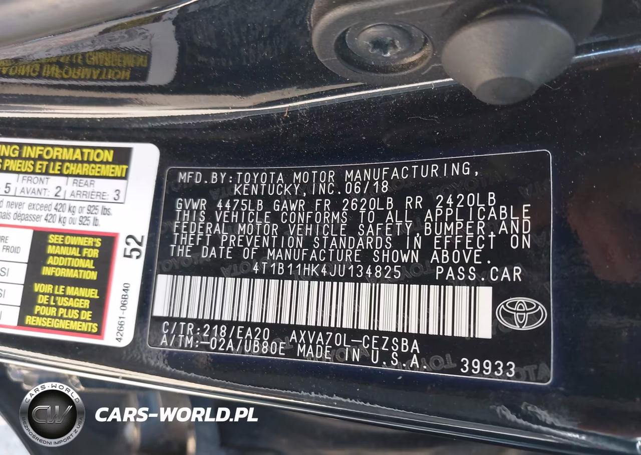 2018 Toyota Camry Se VIN:4T1B11HK4JU134825 - 9