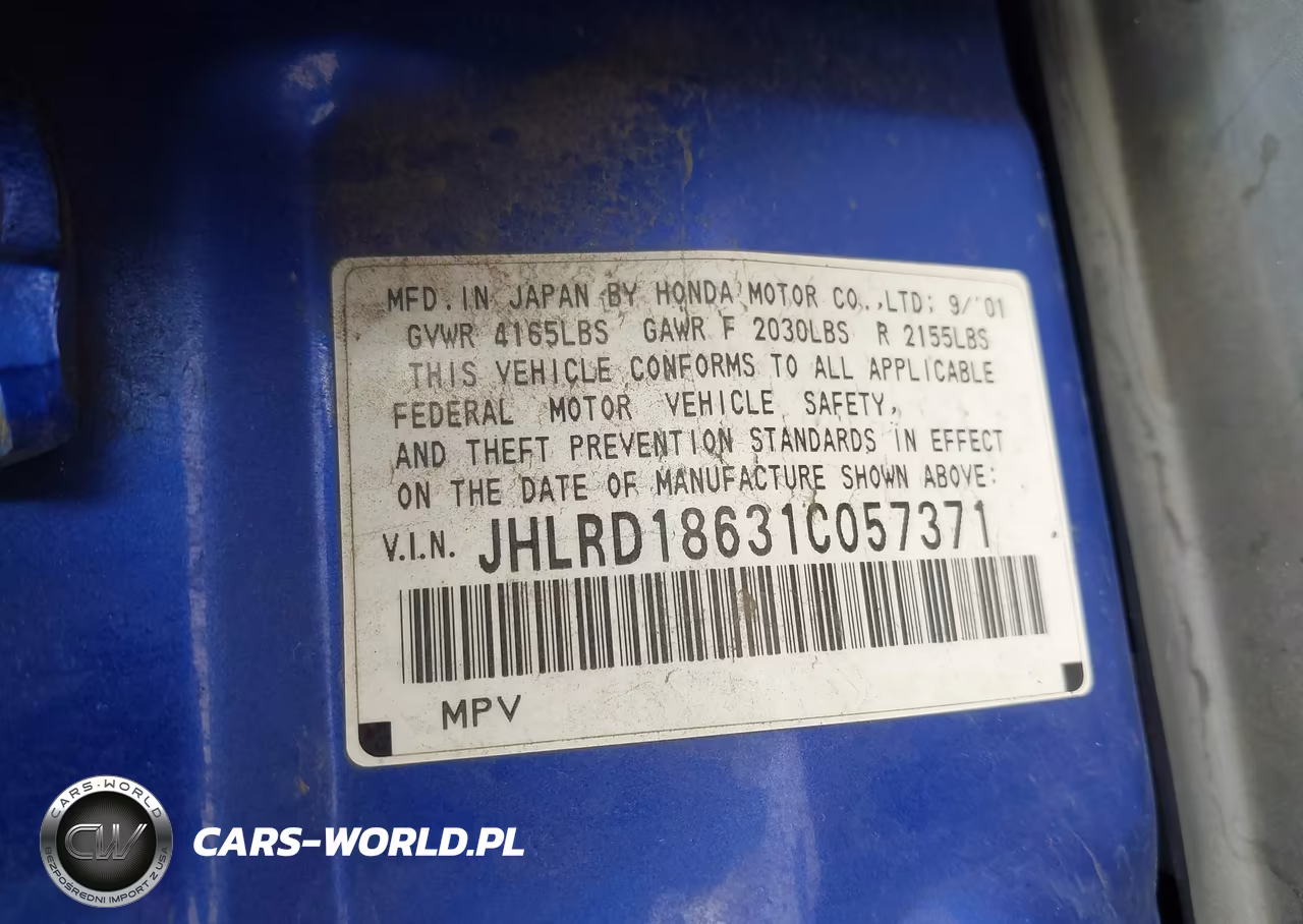 2001 Honda Cr-V Ex VIN:JHLRD18631C057371 - 9