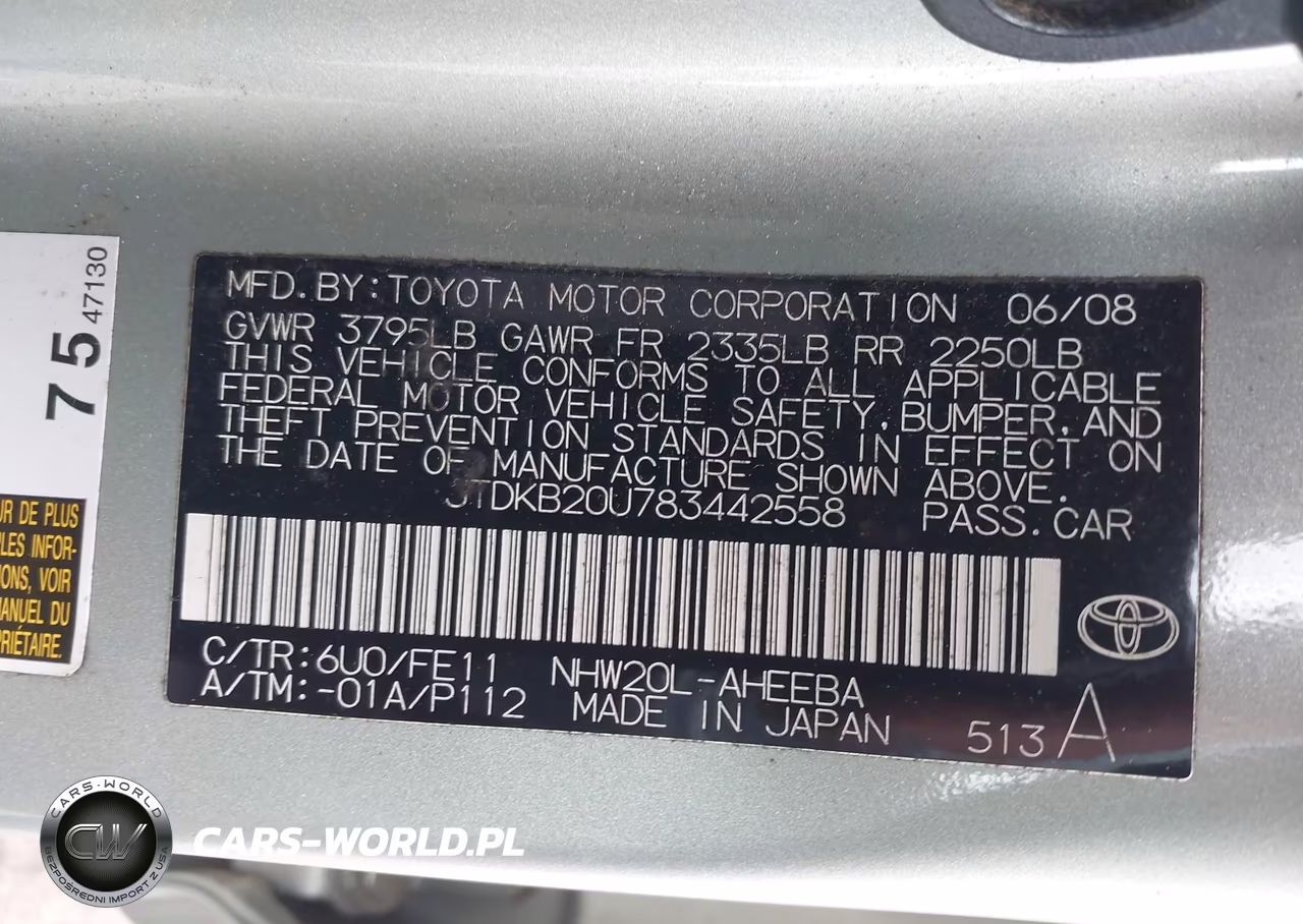 2008 Toyota Prius VIN:JTDKB20U783442558 - 9
