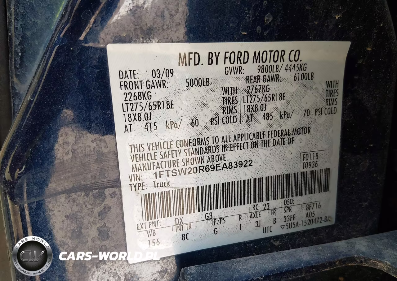 2009 Ford F-250 Lariat VIN:1FTSW20R69EA83922 - 9