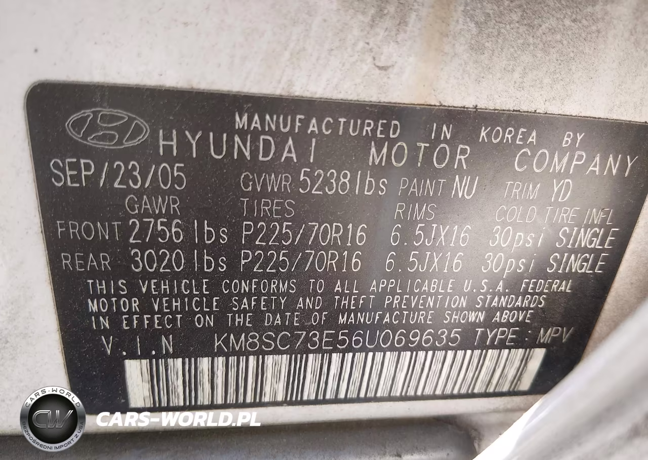 2006 Hyundai Santa Fe Gls-Limited VIN:KM8SC73E56U069635 - 9