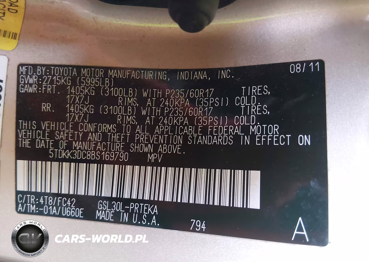 2011 Toyota Sienna Le V6 VIN:5TDKK3DC8BS169790 - 9