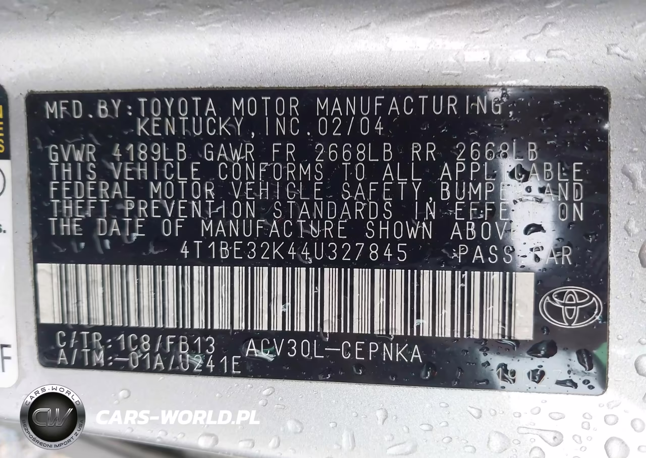 2004 Toyota Camry Le VIN:4T1BE32K44U327845 - 9