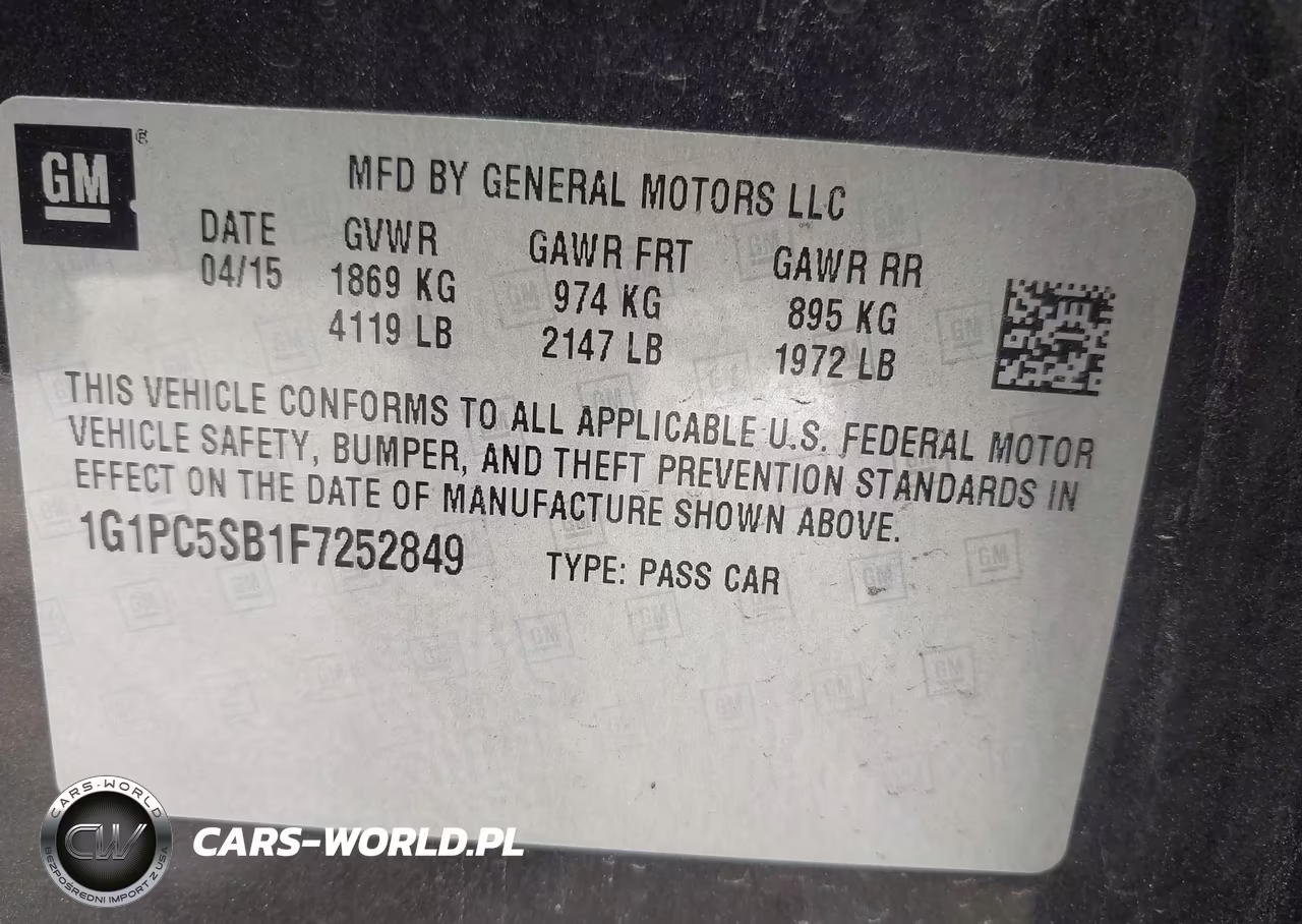 2015 Chevrolet Cruze 1Lt Auto VIN:1G1PC5SB1F7252849 - 9