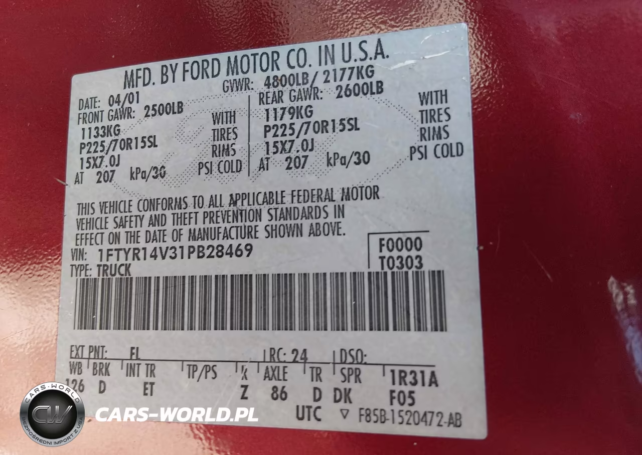 2001 Ford Ranger Edge-Xl-Xlt VIN:1FTYR14V31PB28469 - 9