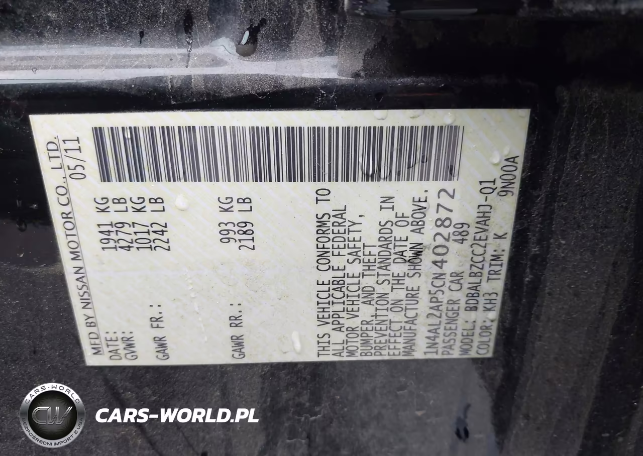 2012 Nissan Altima 2.5 S VIN:1N4AL2AP5CN402872 - 9