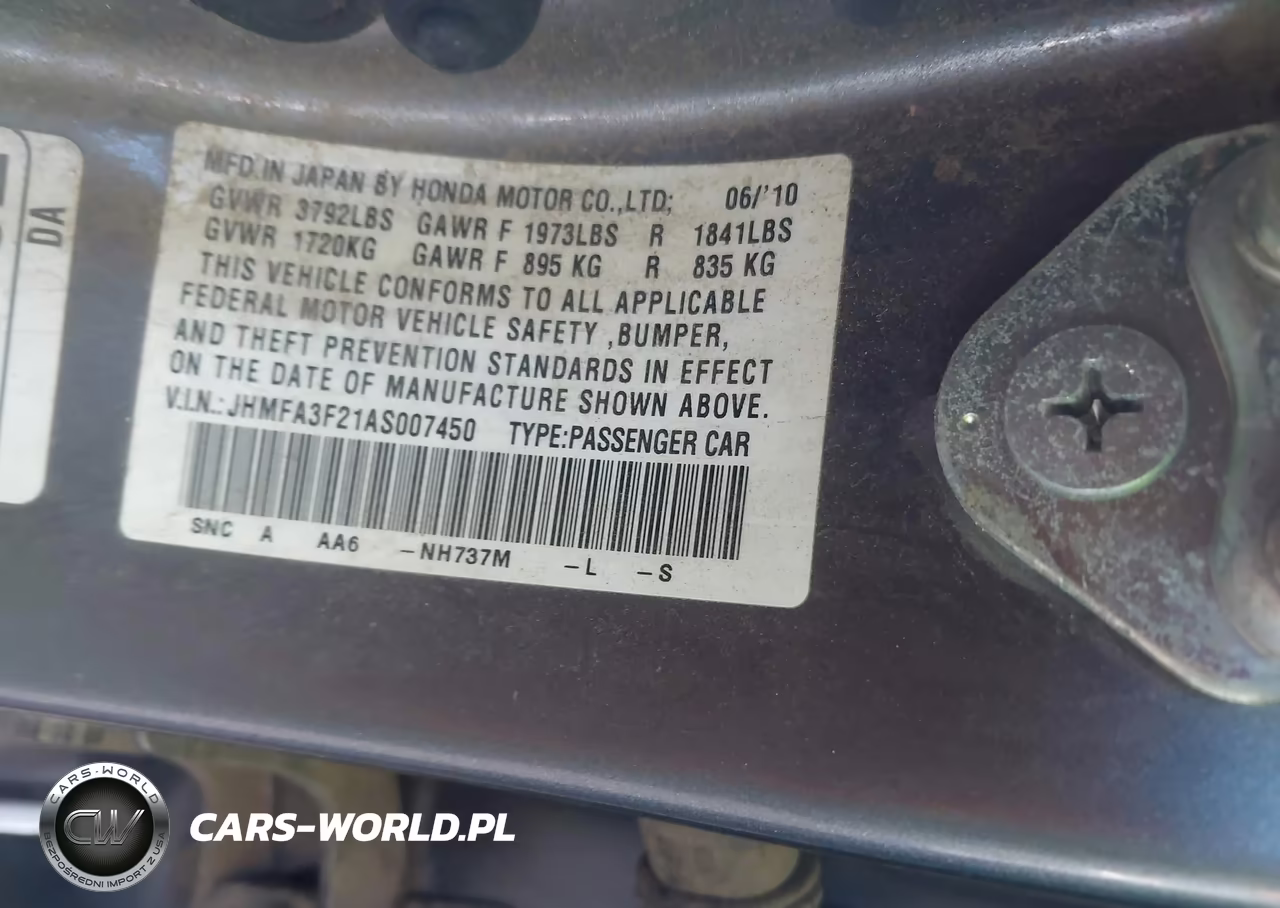 2010 Honda Civic Hybrid VIN:JHMFA3F21AS007450 - 9