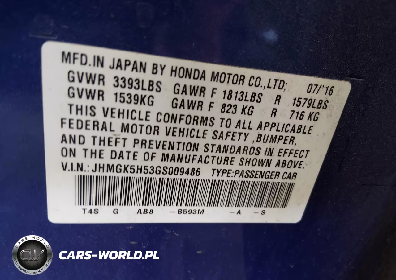 2016 Honda Fit Lx VIN:JHMGK5H53GS009486 - 9