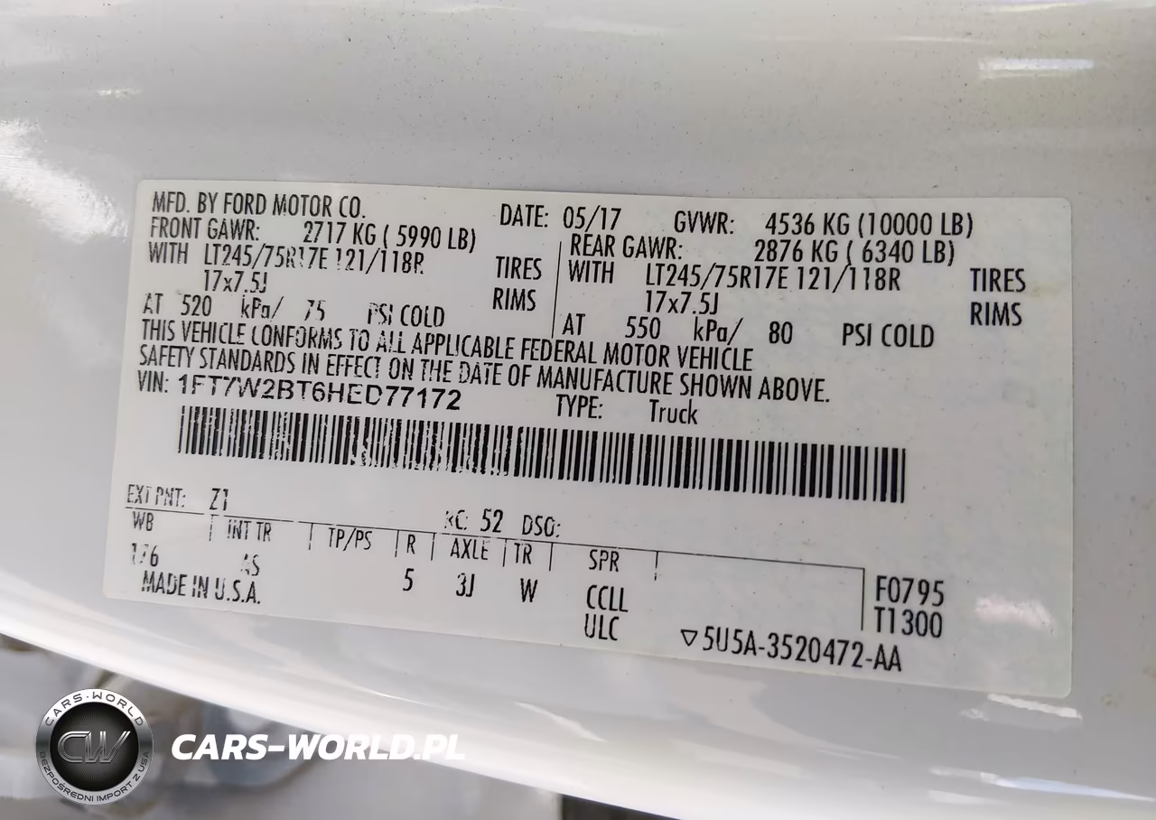 2017 Ford F-250 Xl VIN:1FT7W2BT6HED77172 - 9