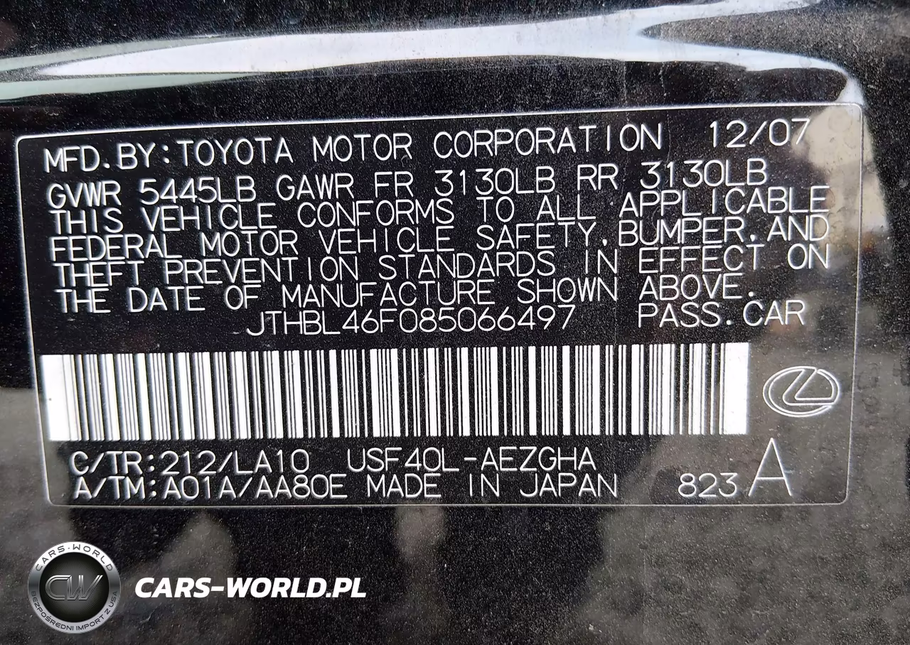 2008 Lexus Ls 460 VIN:JTHBL46F085066497 - 9