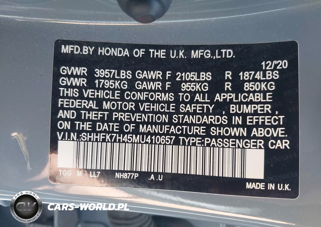 2021 Honda Civic Sport VIN:SHHFK7H45MU410657 - 9