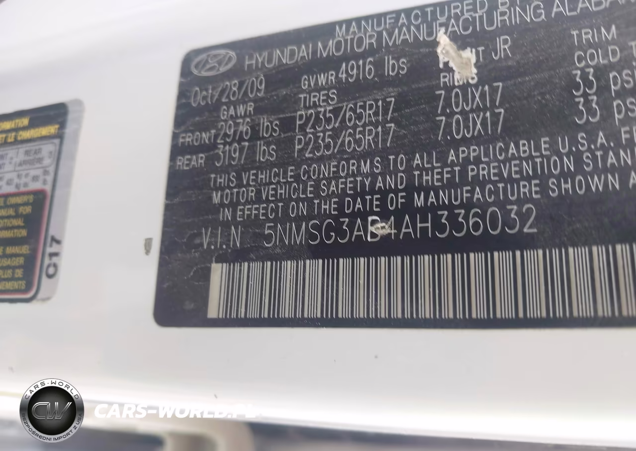 2010 Hyundai Santa Fe Gls VIN:5NMSG3AB4AH336032 - 9