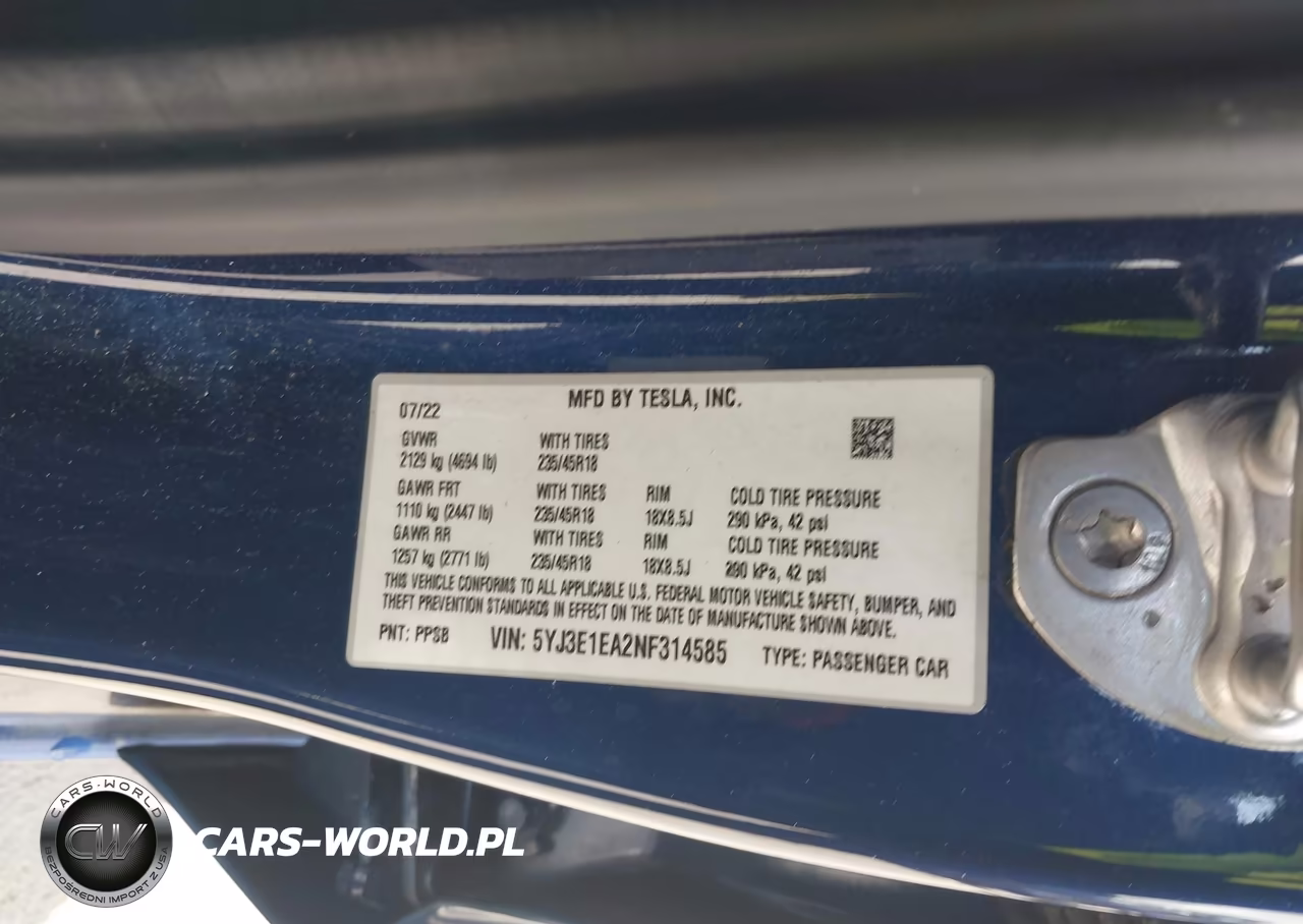 2022 Tesla Model 3 Rear-Wheel Drive VIN:5YJ3E1EA2NF314585 - 9