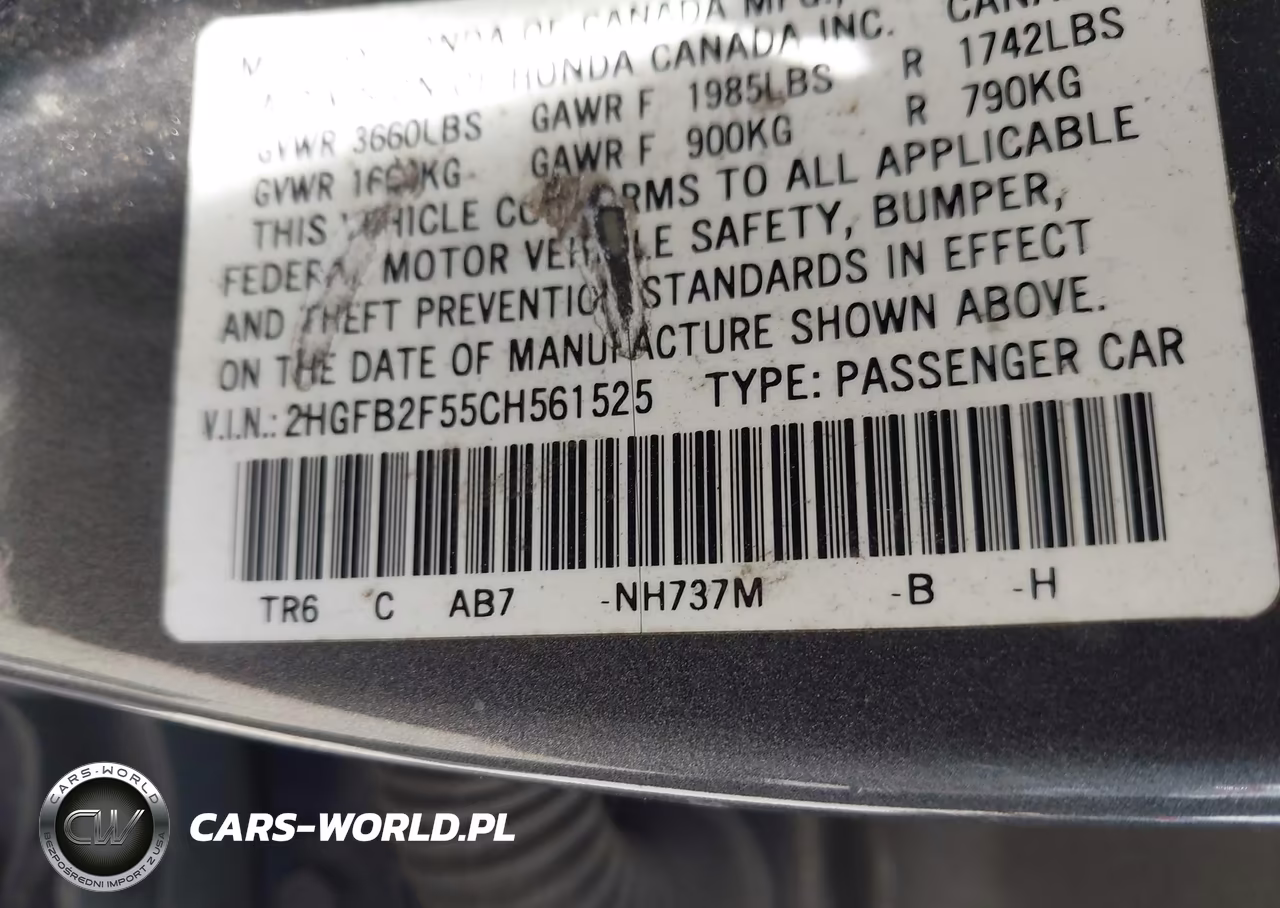 2012 Honda Civic Lx VIN:2HGFB2F55CH561525 - 9
