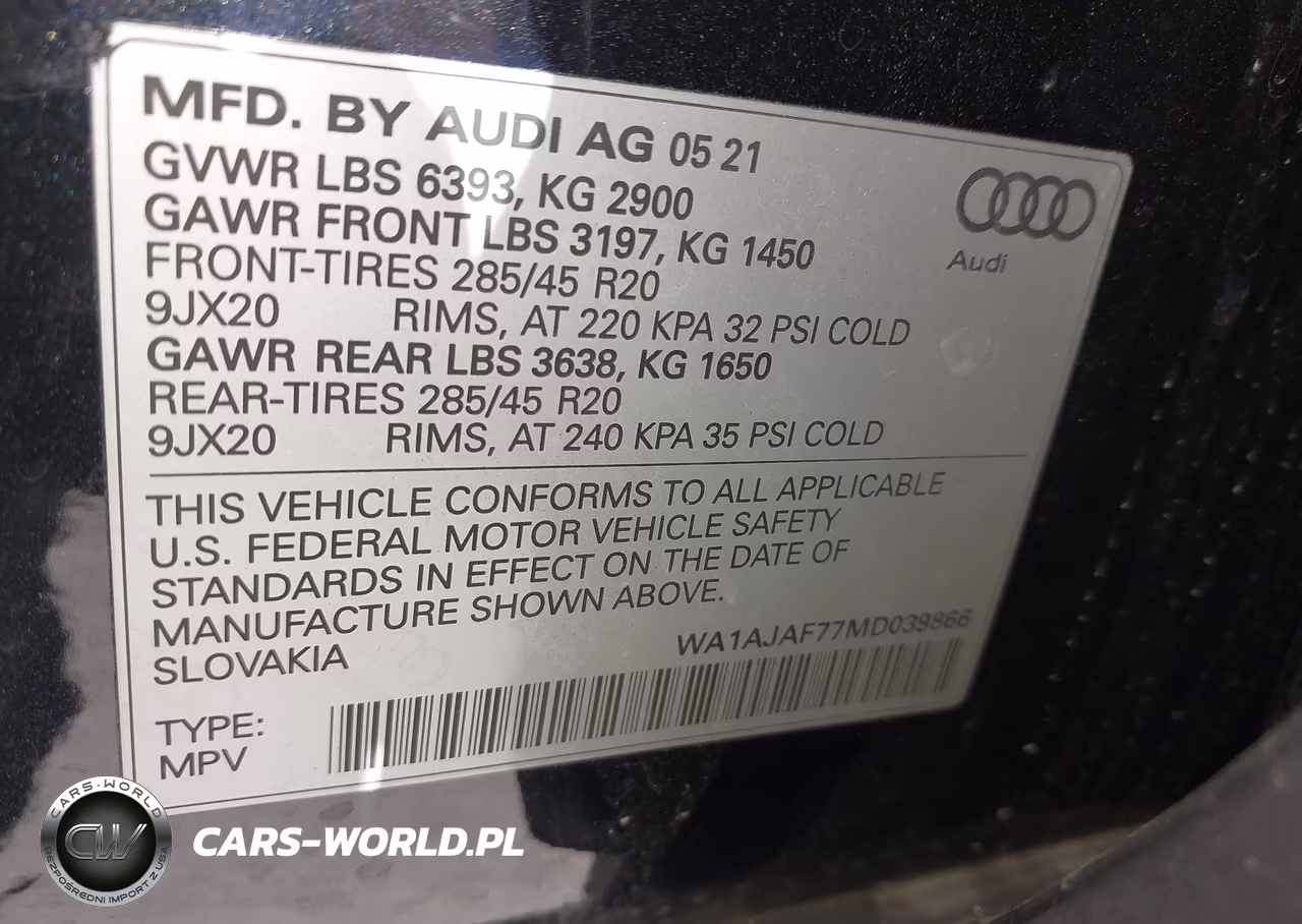 2021 Audi Q7 Premium 45 Tfsi Quattro Tiptronic VIN:WA1AJAF77MD039866 - 9
