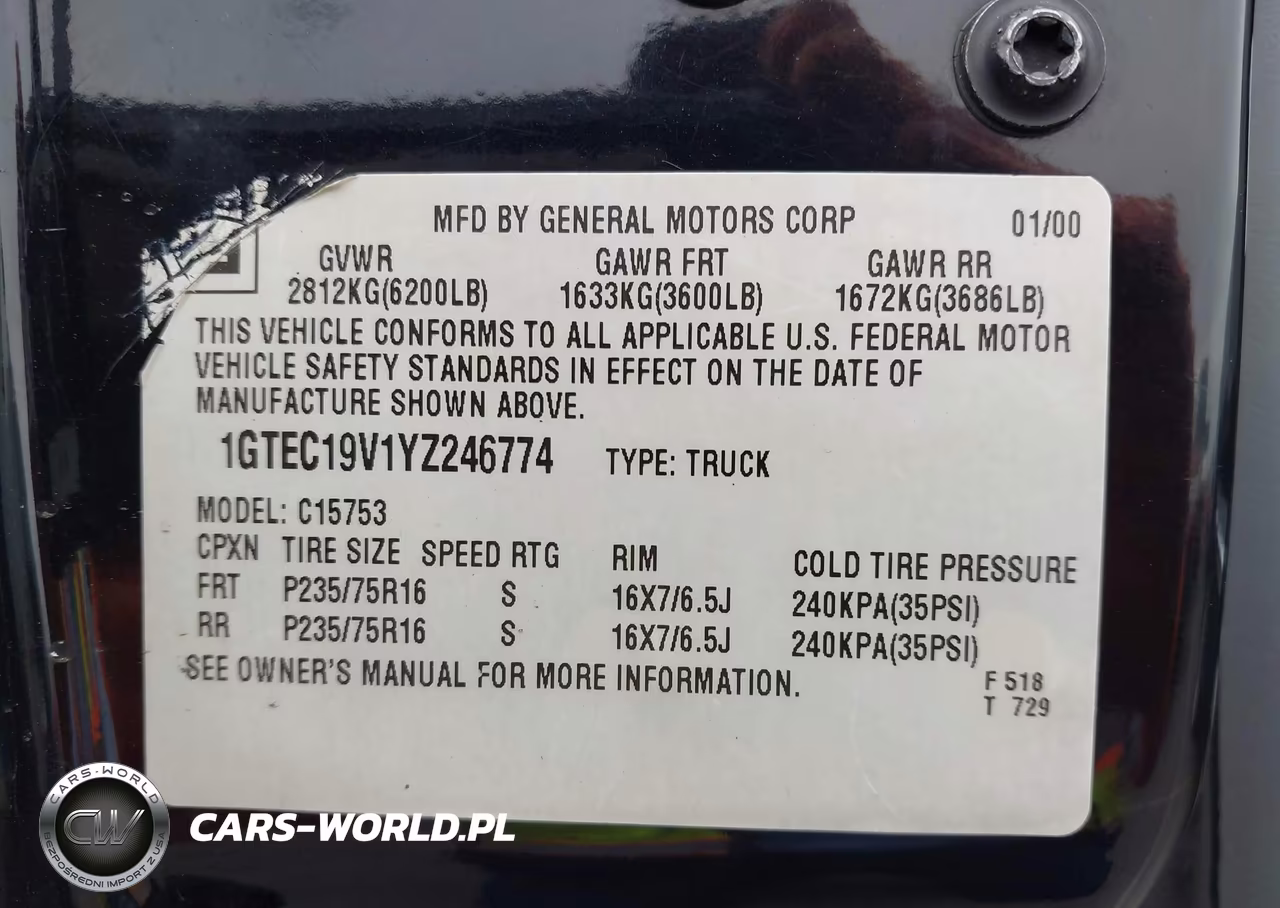 2000 GMC Sierra 1500 Sle VIN:1GTEC19V1YZ246774 - 9