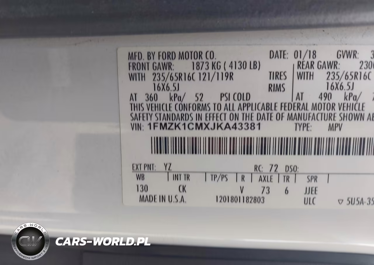 2018 Ford Transit-150 Xlt VIN:1FMZK1CMXJKA43381 - 9