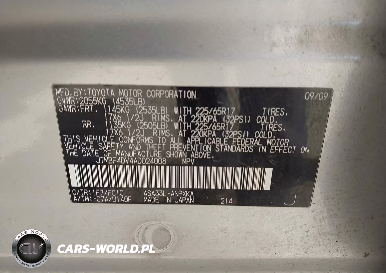 2010 Toyota Rav4 VIN:JTMBF4DV4AD024008 - 9