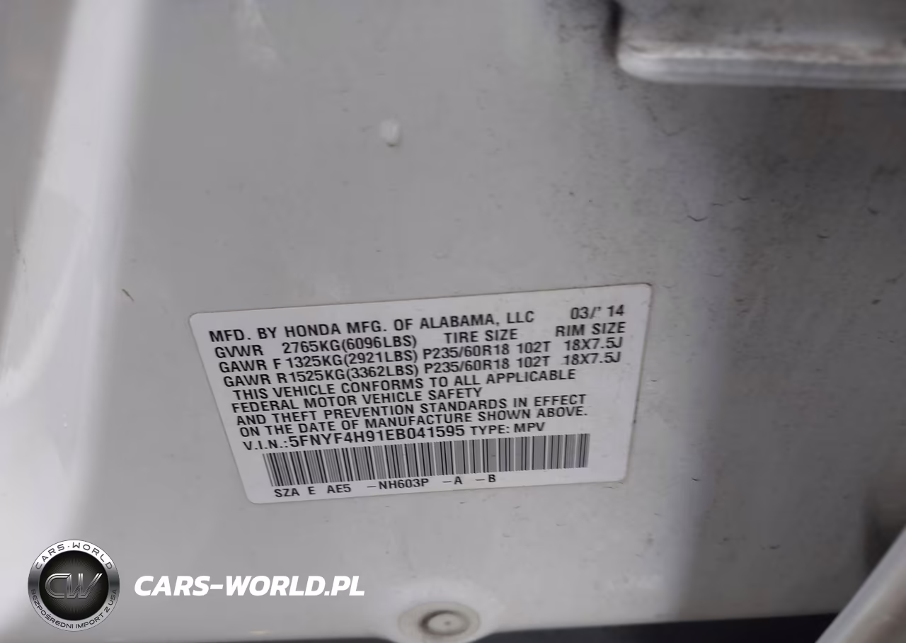 2014 Honda Pilot Touring VIN:5FNYF4H91EB041595 - 9