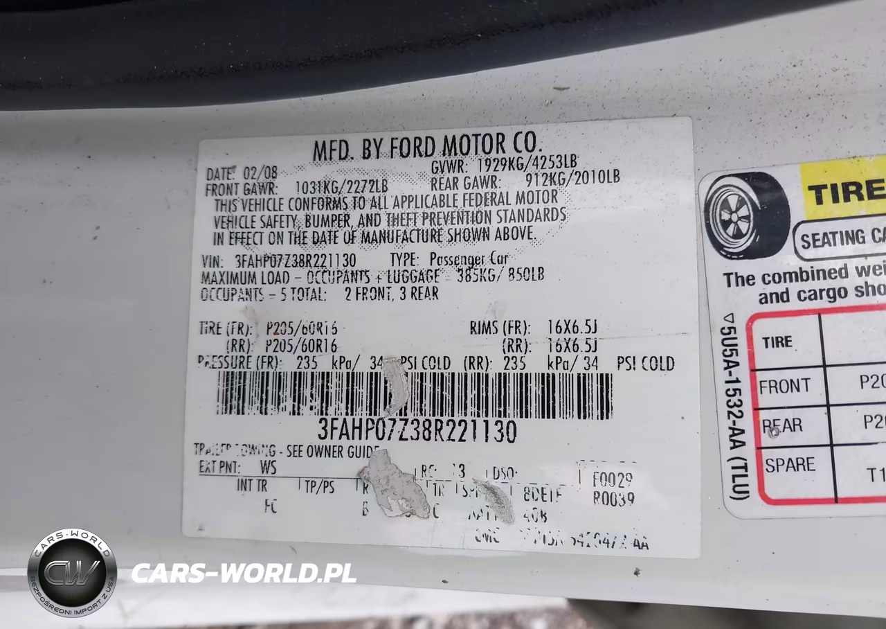 2008 Ford Fusion Se VIN:3FAHP07Z38R221130 - 9