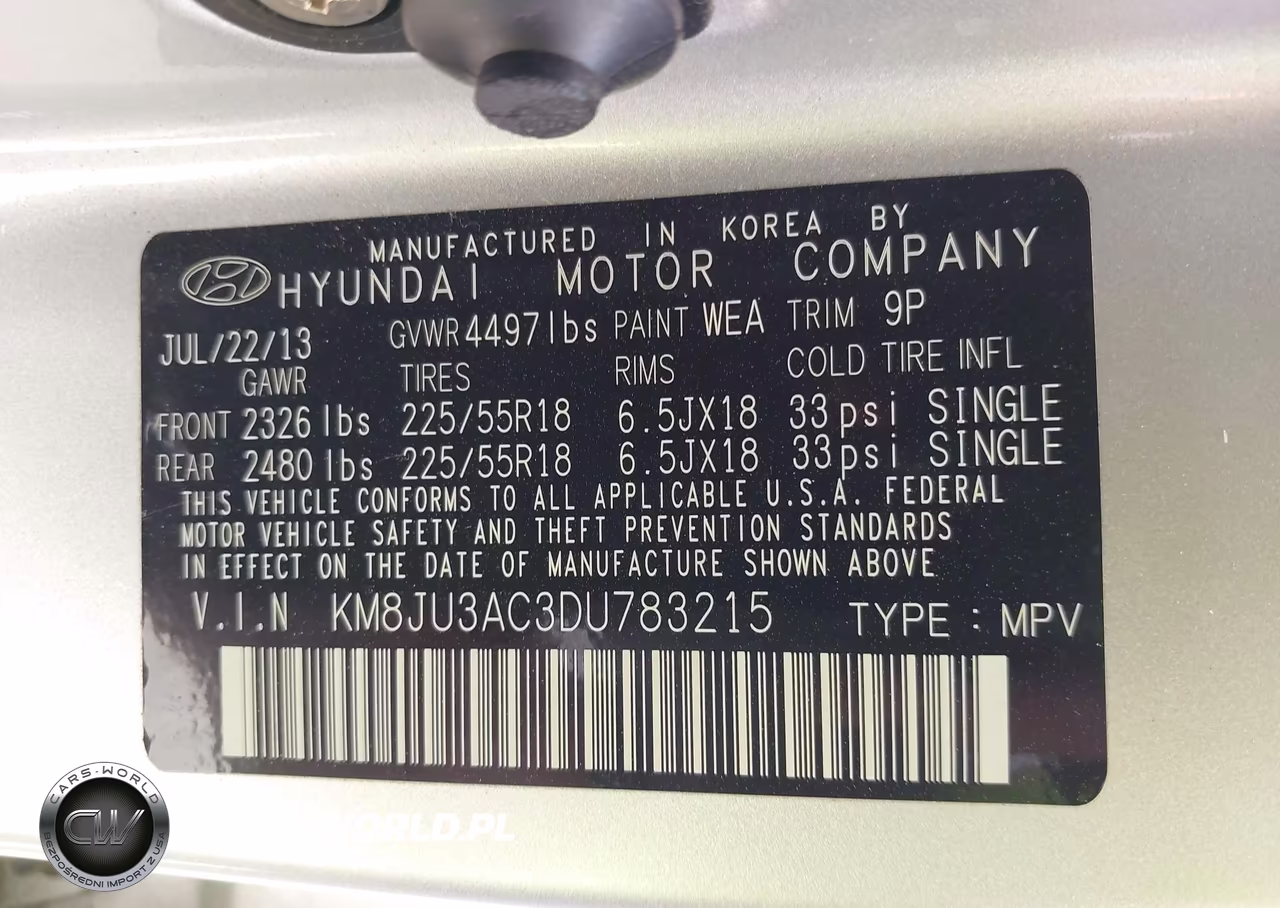 2013 Hyundai Tucson Limited VIN:KM8JU3AC3DU783215 - 9