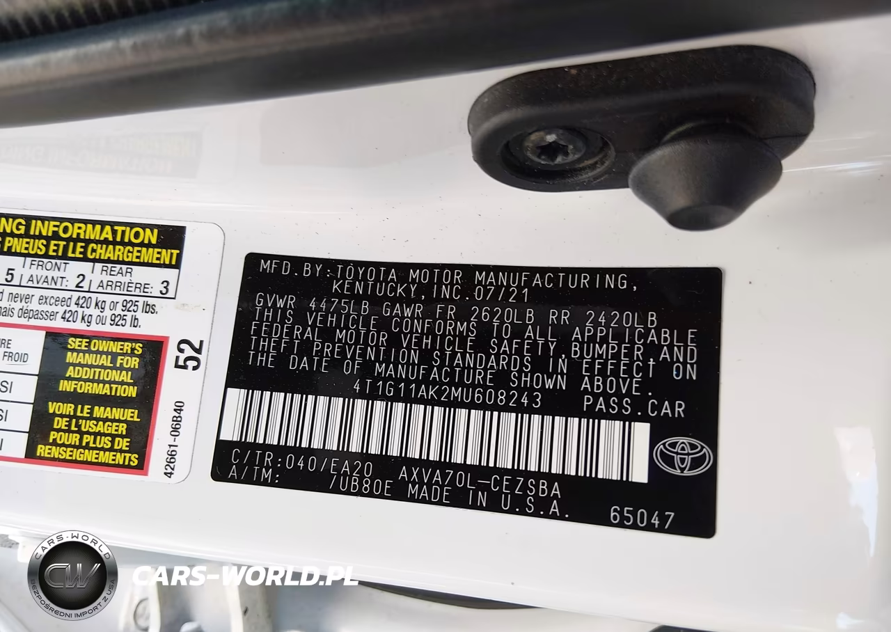 2021 Toyota Camry Se VIN:4T1G11AK2MU608243 - 9