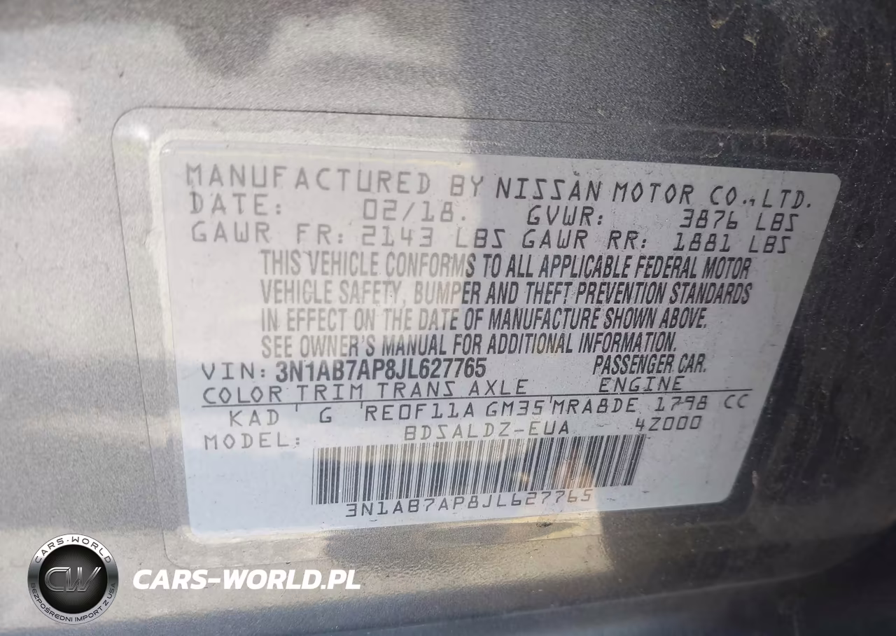 2018 Nissan Sentra Sv VIN:3N1AB7AP8JL627765 - 9