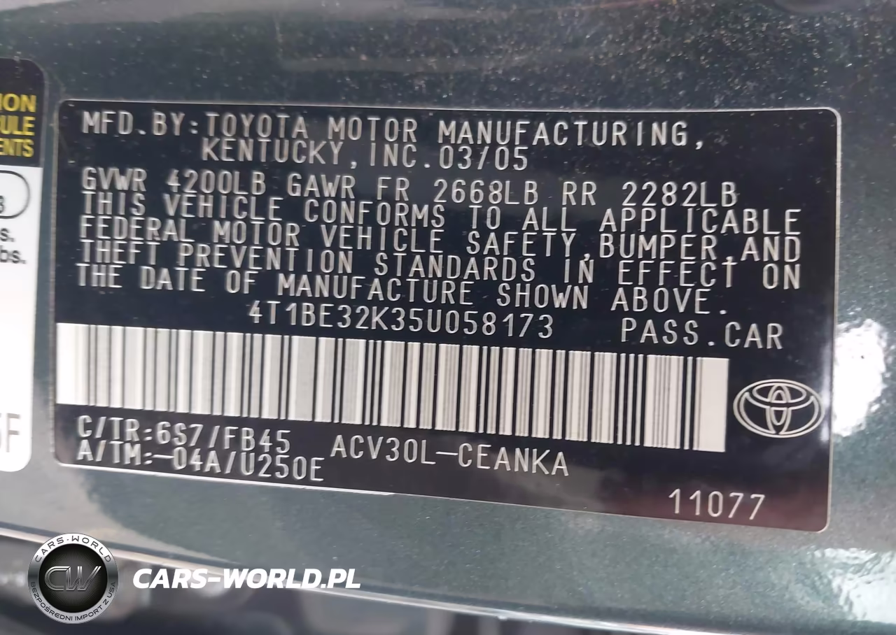 2005 Toyota Camry Le VIN:4T1BE32K35U058173 - 9